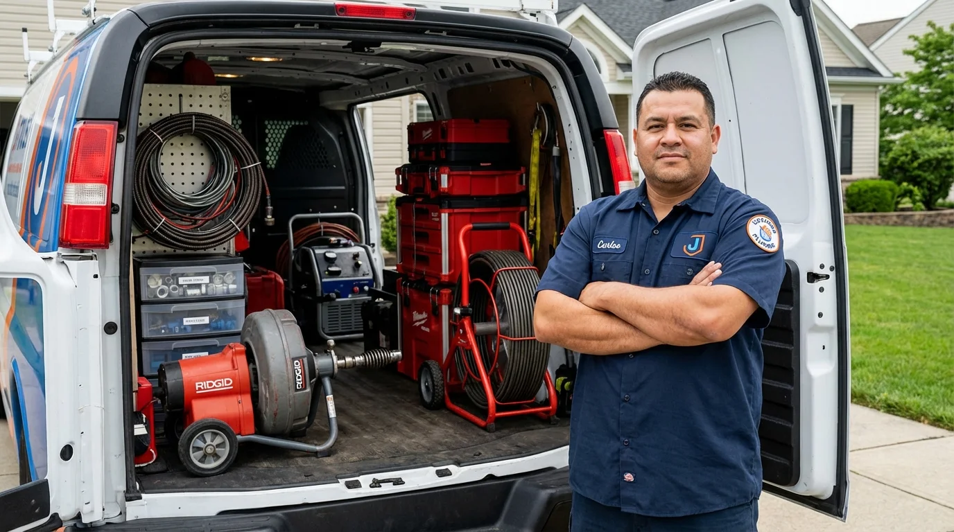 Professional drain cleaning equipment and Johns Plumbing LLC plumber in Boaz