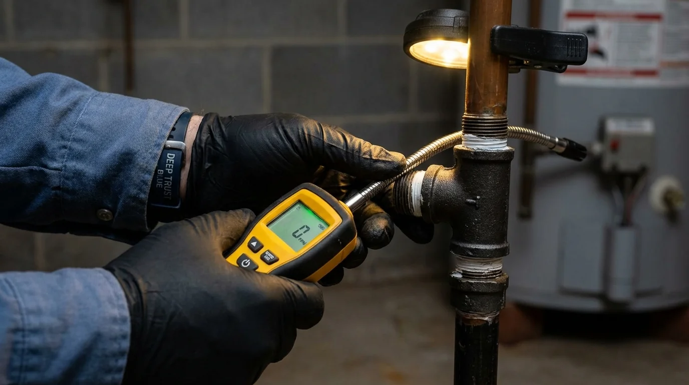 Gas leak detection with electronic sniffer by Johns Plumbing LLC in Boaz