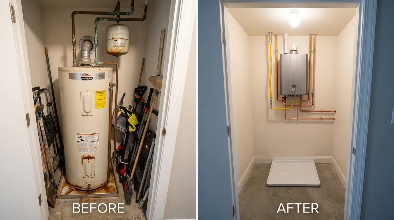 Tank water heater versus wall-mounted tankless unit comparison for Boaz, AL homeowners