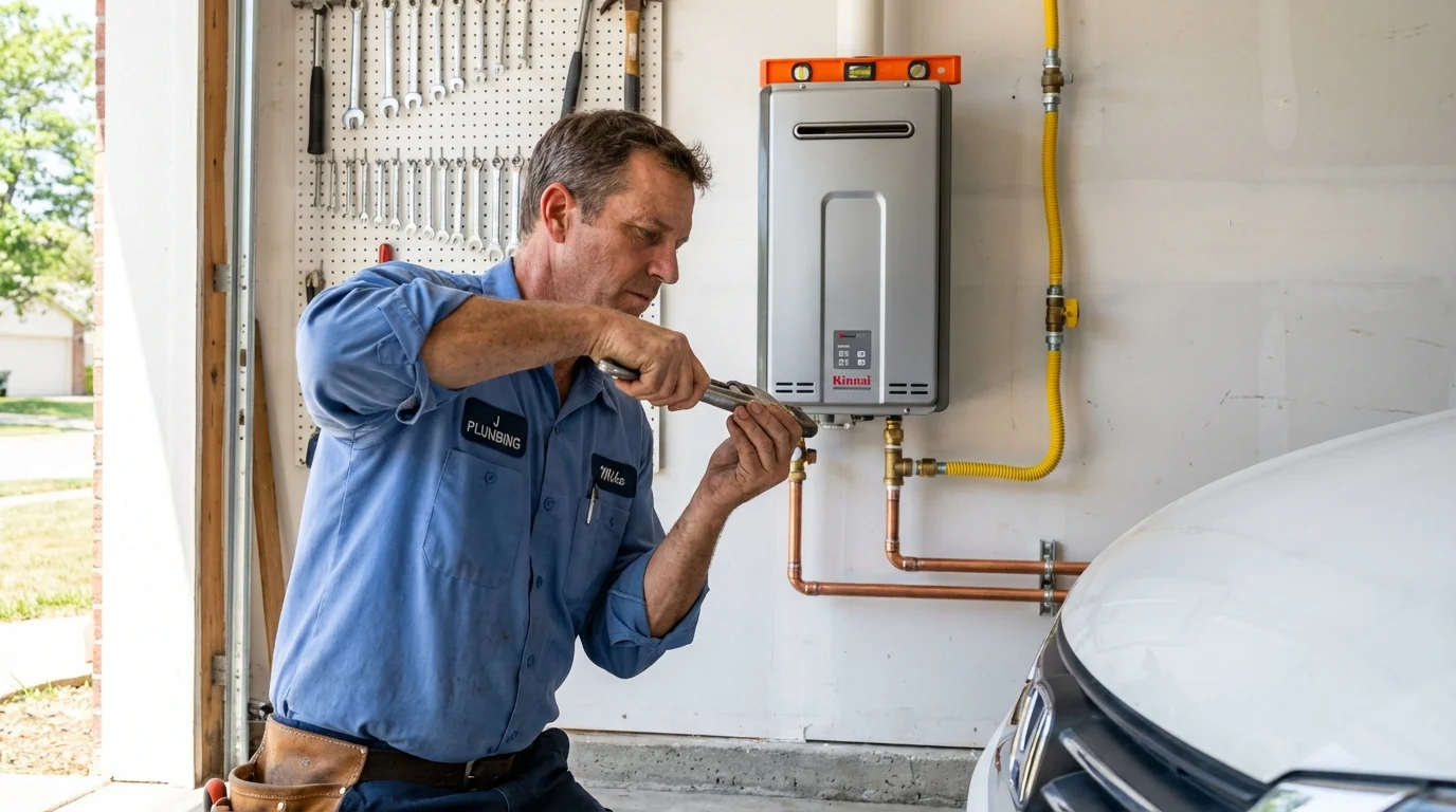 Tankless water heater installation by a Johns Plumbing LLC plumber in Boaz
